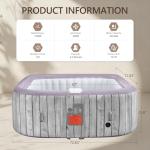 UHOMEPRO Inflatable Hot Tub Spa Set, Outdoor Bubble Massage Portable Hot Tubs with 130 Soothing Jets, Insulated Cover, Internal Heater Pump, 6 Filter Cartridges (Square)