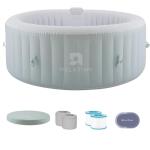 Inflatable Hot Tub Spa 2-4 Person 110 Air Jets, Portable Blow Up Hottub with Cover, Built in Heater Pump, Round Outdoor Spa, Cup Holder, 2 Filters, Green