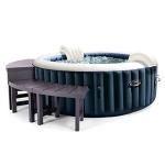 Intex 28429EP PureSpa Plus Portable Inflatable Hot Tub Bubble Jet Spa, 77 Inch x 28 Inch & 28514E Medium PureSpa Accessories Benches (2 Pack)
