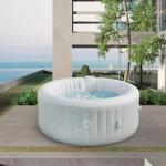 Inflatable Hot Tub Spa 2-4 Person 110 Air Jets, Portable Blow Up Hottub with Cover, Built in Heater Pump, Round Outdoor Spa, Cup Holder, 2 Filters, Green
