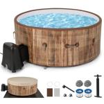 Goplus Inflatable Hot Tub SPA, 4-6 Person 72" Round Pool Hottub W/ 120 Air Jets, Drop-Stitch Construction, Heater Pump, Filter, Energy-Efficient Thermal Cover, Ground Cloth, Portable Outdoor Water SPA