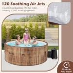 Goplus Inflatable Hot Tub SPA, 4-6 Person 72" Round Pool Hottub W/ 120 Air Jets, Drop-Stitch Construction, Heater Pump, Filter, Energy-Efficient Thermal Cover, Ground Cloth, Portable Outdoor Water SPA