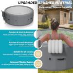 4-6 Person Inflatable Hot Tub - 77"x28" Round Portable Outdoor Spa with 160 Bubbling Jets & Smart Control,2 Contoured Headrest,Cup Holder and Cover,Gray