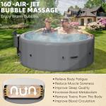 4-6 Person Inflatable Hot Tub - 77"x28" Round Portable Outdoor Spa with 160 Bubbling Jets & Smart Control,2 Contoured Headrest,Cup Holder and Cover,Gray