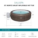 Bestway St. Moritz SaluSpa 2 to 7 Person Inflatable Round Outdoor Hot Tub with 180 Soothing AirJets, Filter Cartridge, Pump, & Insulated Cover, Brown