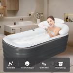 Portable Inflatable Bathtub with Backrest and Cup Holder