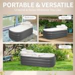 Portable Inflatable Bathtub with Backrest and Cup Holder