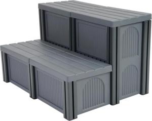 Gelacie Universal Hot Tub Steps 2-Step Spa Stairs with Storage 500 LBS Capacity Textured Step for Hot Tub/Camper/SPA Pool/Pet Stairs Charcoal Grey