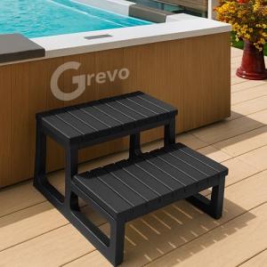 GREVO Hot Tub Steps/Spa Steps for Round or Straight Sided Spa, Non-Slip Steps for Outdoor/Indoor (Black)