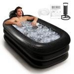 Portable Bathtub for Adults with Cover - Ice Bath & Hot Tub for Athletes Recovery, Home SPA - Large Inflatable Bathtub 62.2x37.4x17.72in, Includes Pump, Easy Inflate & Drain