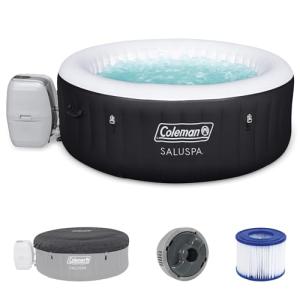 Coleman SaluSpa 2 to 4 Person Inflatable Round Outdoor Hot Tub Spa with 60 Soothing AirJets, Filter Cartridges, and Insulated Cover, Black