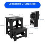 Collapsible 2-Step Stool, 8x17inch Non-Slip Hot Tub Steps Outdoor, Foldable Step Ladder, Hold up to 300 lbs, Plastic 2 Step Pool Ladder for Kitchen Office Home RV, Black (Black)