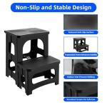 Collapsible 2-Step Stool, 8x17inch Non-Slip Hot Tub Steps Outdoor, Foldable Step Ladder, Hold up to 300 lbs, Plastic 2 Step Pool Ladder for Kitchen Office Home RV, Black (Black)