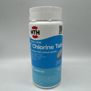 HTH 42049 Pool Care 1" Chlorine Tabs, Swimming Pool Sanitizer with Added Clarifier - Eliminates Bacteria & Algae, Makes Water Clean & Crystal Clear, Sanitizes & Protects - Slow Dissolving, 1.5 lbs