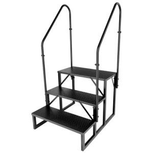 RV Step 3 Step Ladder, Upgrade RV Step with Handrails, Heavy Duty RV Stairs with Anti-Slip Pedal Hot Tub Steps, Removable Camper Step for Spa/Porch/Pet/Mobile Home（2 Handrails