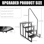 RV Steps with Handrail, Hot Tub Steps with Handrail 4 Step Ladder, RV Stairs 660 lbs Load Capacity with Anti-Slip Panel, Camper Steps for Spa, Travel Trailers, Home and Porch(1 handrail)