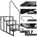 RV Steps with Handrail, Hot Tub Steps with Handrail 4 Step Ladder, RV Stairs 660 lbs Load Capacity with Anti-Slip Panel, Camper Steps for Spa, Travel Trailers, Home and Porch(1 handrail)