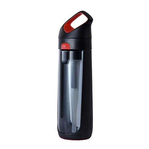 BPA-Free Filter Water Bottle, Black/Red (650ml)