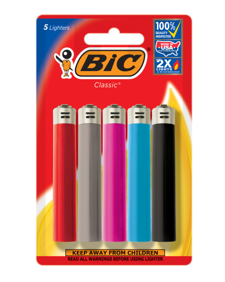 BIC Classic Lighter 5-Pack, Assorted Colors