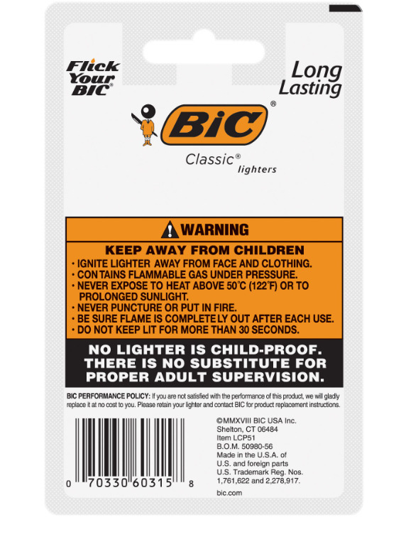 BIC Classic Lighter 5-Pack, Assorted Colors