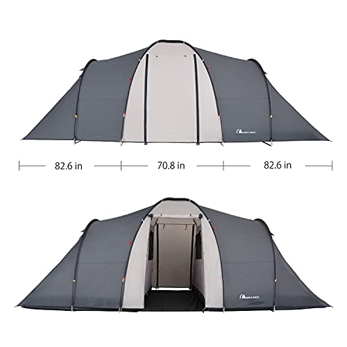 8 Person Waterproof Camping Tent with Divided Rooms