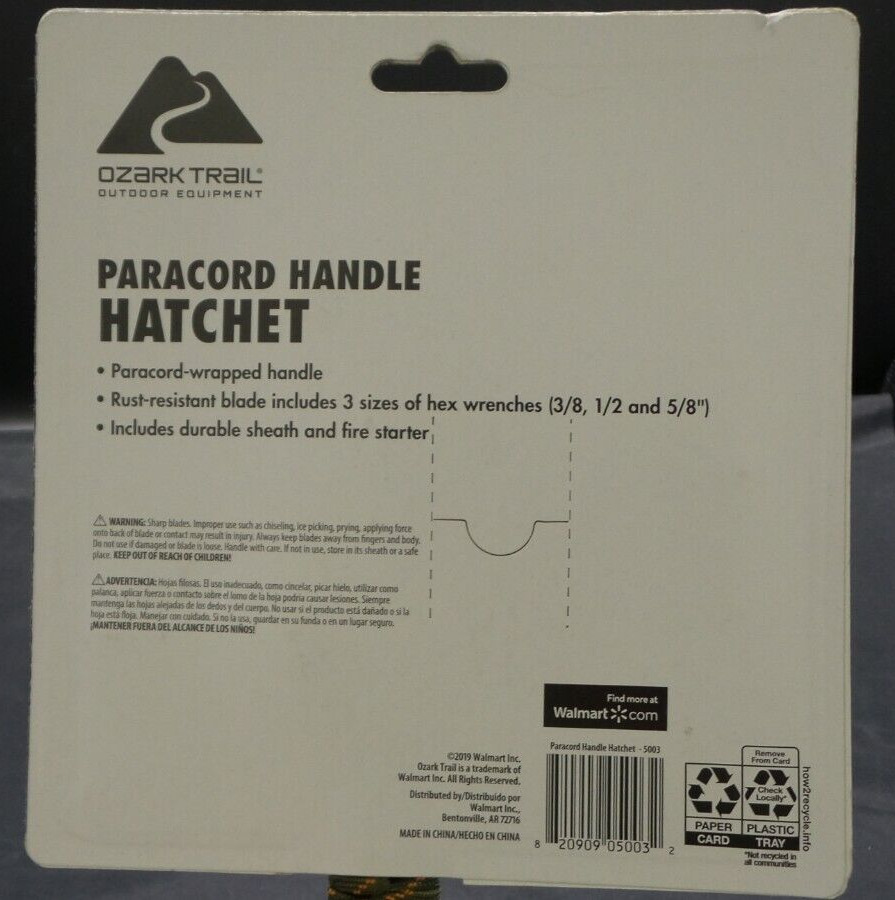 Paracord Hatchet with Fire Starter Package