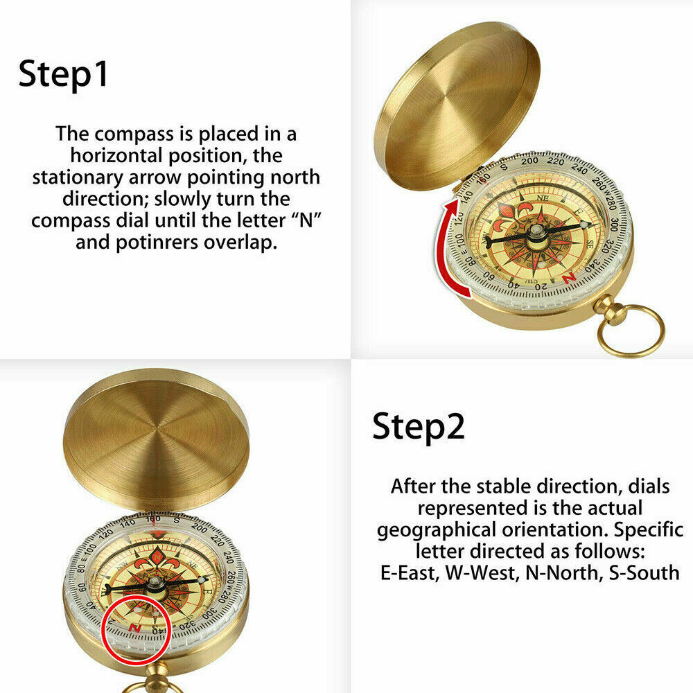 Brass Keychain Watch with Compass - Outdoor Essentials