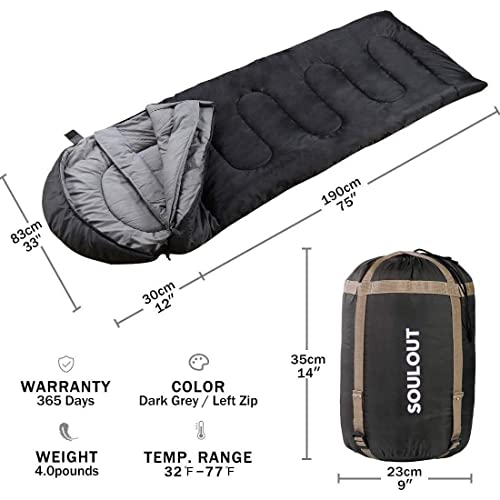 Waterproof Envelope Sleeping Bag for Traveling, Camping, Hiking
