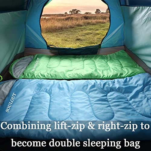 Waterproof Envelope Sleeping Bag for Traveling, Camping, Hiking
