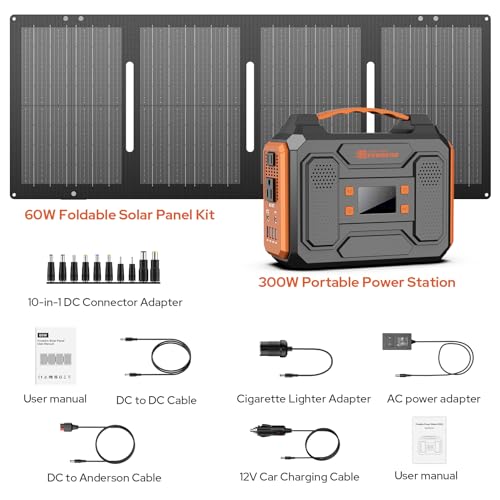Portable 300W Solar Generator with Foldable 60W Panel