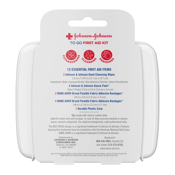 Johnson & Johnson First Aid Kit Set (12 Piece)