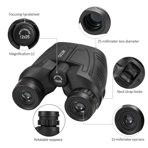 Occer 12x25 Compact Waterproof Binoculars for Adults and Kids