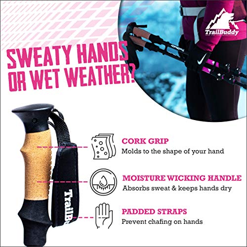 TrailBuddy Collapsible Trekking Poles - Lightweight Pair for Hiking
