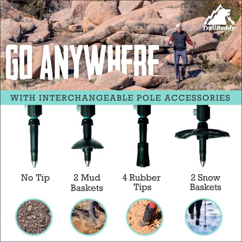 TrailBuddy Collapsible Trekking Poles - Lightweight Pair for Hiking