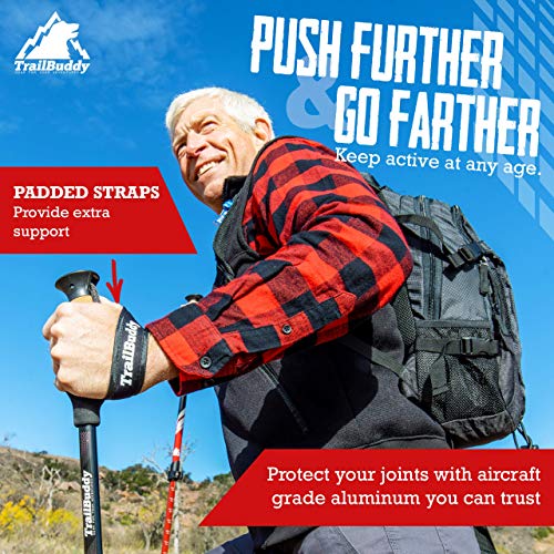 TrailBuddy Collapsible Trekking Poles - Lightweight Pair for Hiking
