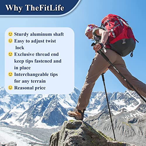 Nordic Walking Mountaineering Trekking Poles, 2-Pack, Ultralight