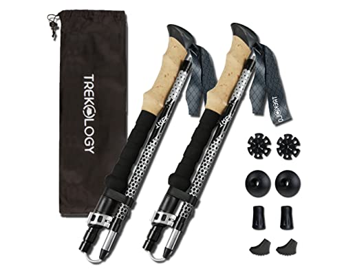 TREKOLOGY Trek-Z Collapsible Hiking & Trekking Poles - 2pc Set