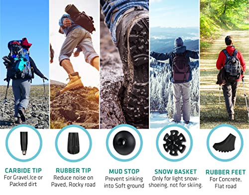 TREKOLOGY Trek-Z Collapsible Hiking & Trekking Poles - 2pc Set