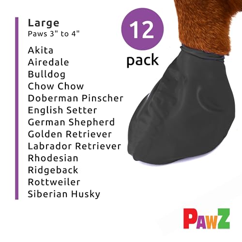 12-Pack PawZ Rubber Dog Boots for 4" Paws