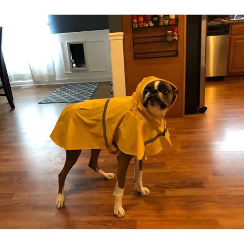 Adjustable Large Dog Raincoat with Reflective Strip