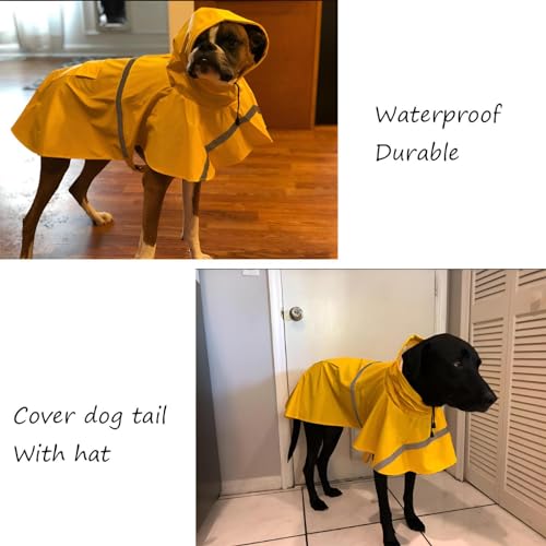 Adjustable Large Dog Raincoat with Reflective Strip