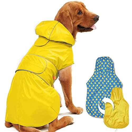 Reversible Waterproof Dog Raincoat for Small to 3X-Large Dogs