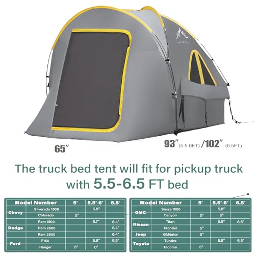GoHimal Waterproof Pickup Truck Bed Tent, Camping, Gray