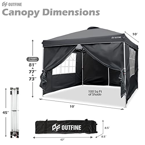 OUTFINE 10'x10' Pop Up Gazebo Tent, Waterproof with Sidewalls