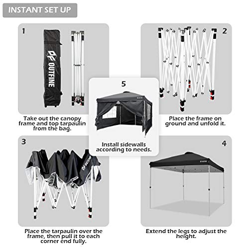 OUTFINE 10'x10' Pop Up Gazebo Tent, Waterproof with Sidewalls