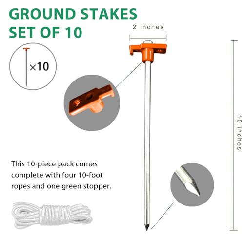 Eurmax Galvanized Camping Tent Stakes Set with Ropes
