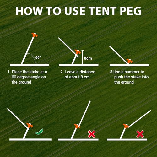 Eurmax Galvanized Camping Tent Stakes Set with Ropes