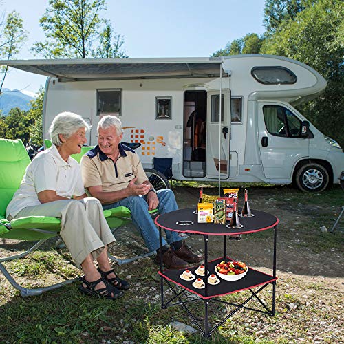 LEADALLWAY Folding Camping Table with Cup Holders & Bags