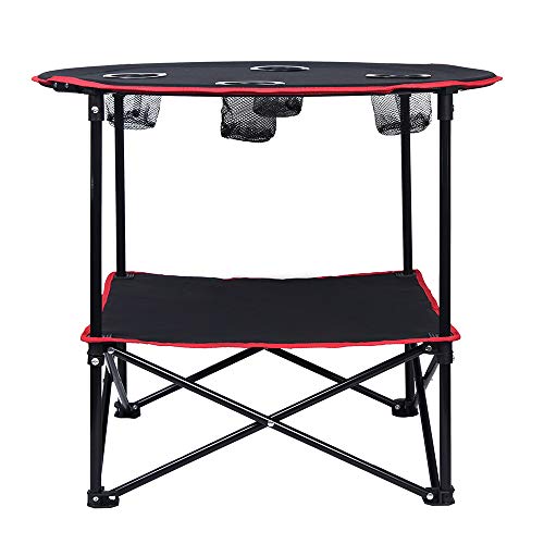 LEADALLWAY Folding Camping Table with Cup Holders & Bags