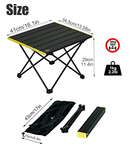 iClimb Ultralight Camping Folding Table, Black - Small